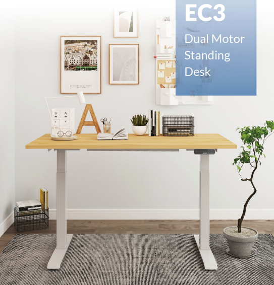 V Standing Desk - Oak_White (EC3-01W) - 0