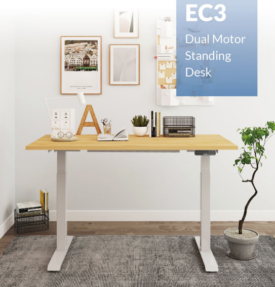 V Standing Desk - Black_White (EC3-03W)