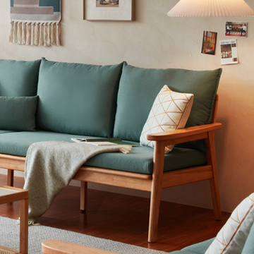 Buy lake-green LF036 Sakura Japanese Style Solid Wood Sofa for Small Apartments