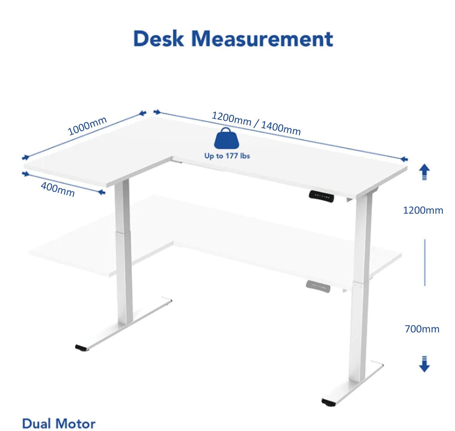 L-SHAPED 2-Legs UP STANDING DESK - Oak_Black (E1L-01B)